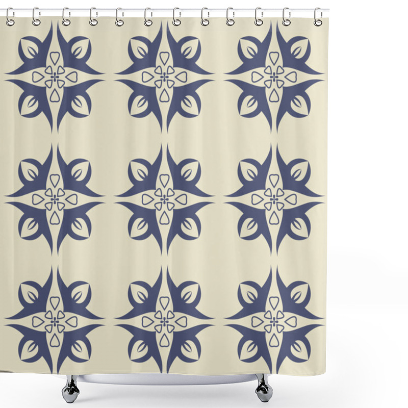 Personality  Gorgeous Seamless  Pattern From Dark Blue And White Floral Ornaments. Shower Curtains