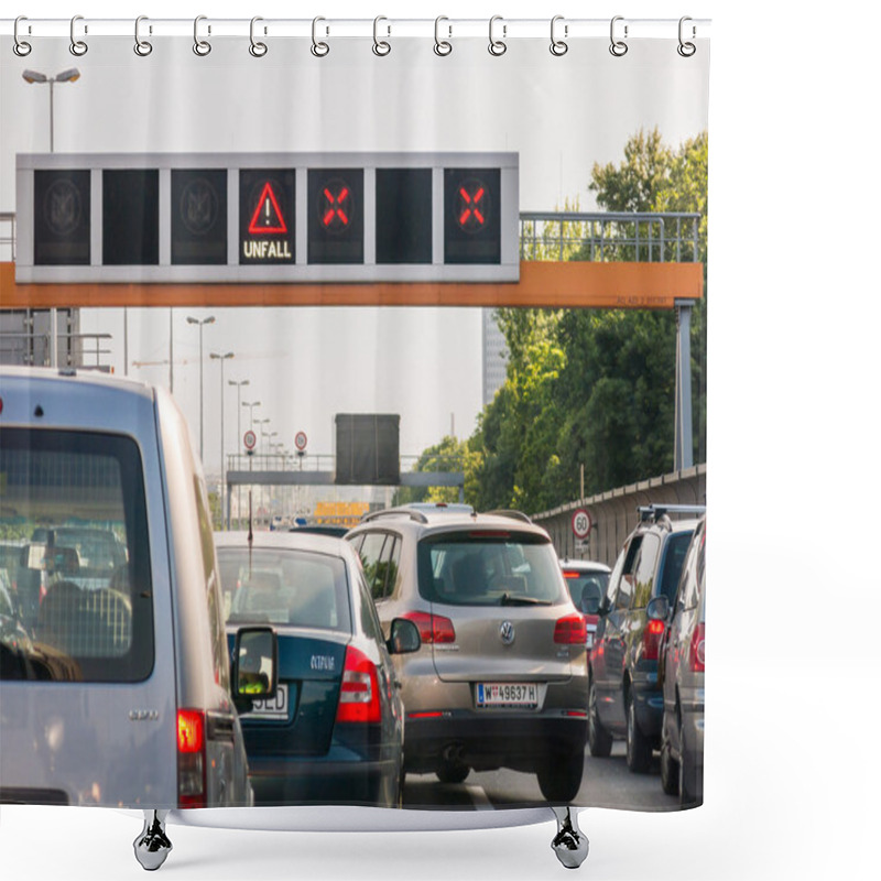 Personality  Traffic Jam After Accident On Highway, Vienna, Austria Shower Curtains