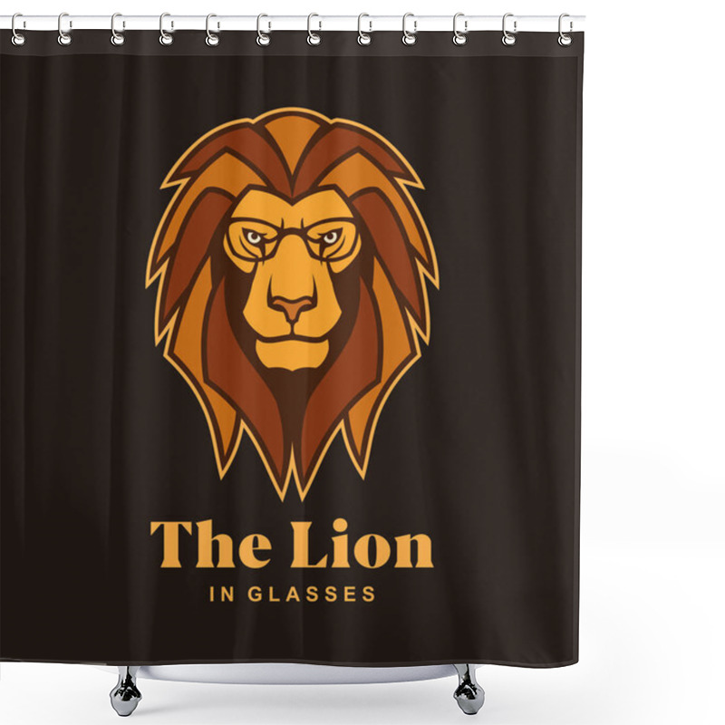 Personality  Lion Head In Glasses. Lion Mascot Character Shower Curtains