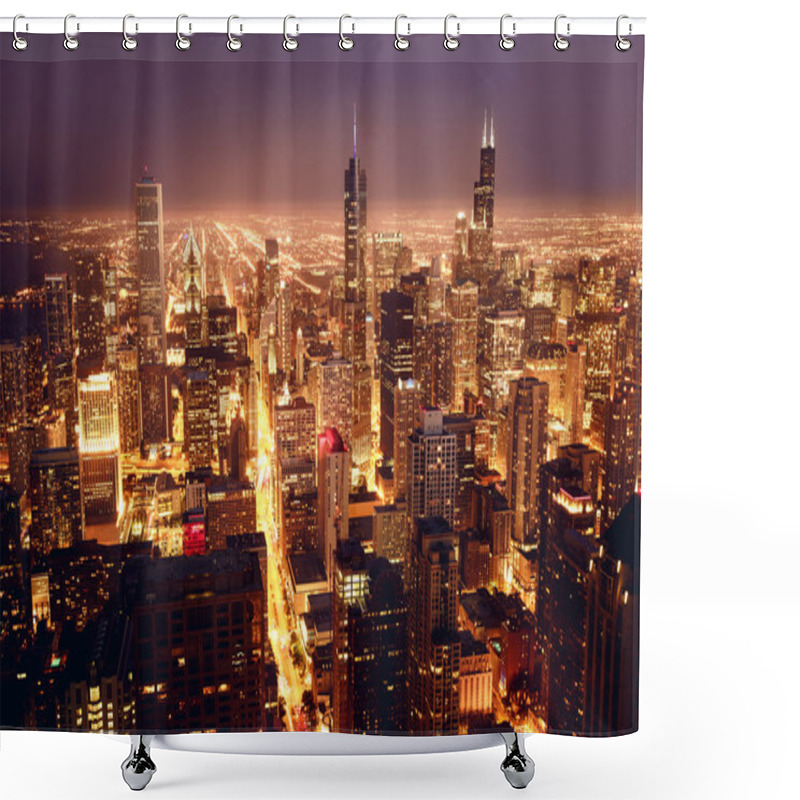 Personality  Aerial View Of Chicago Downtown Shower Curtains