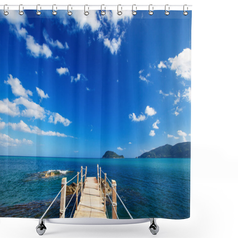 Personality  Wooden Bridge - Sea, Summer. Shower Curtains