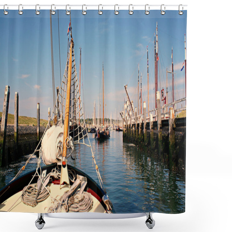 Personality  Traditional Sailing Yacht Runs Tidal Harbor Shower Curtains