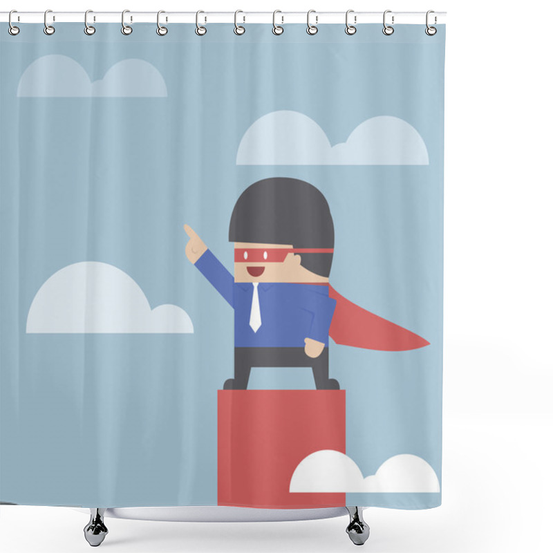 Personality  Super Businessman Standing On The Top Of The Graph Shower Curtains