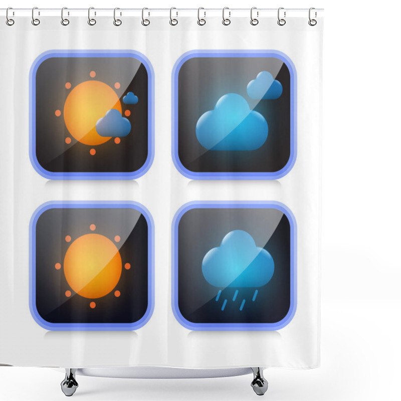 Personality  Weather Icons, Vector Illustration Shower Curtains