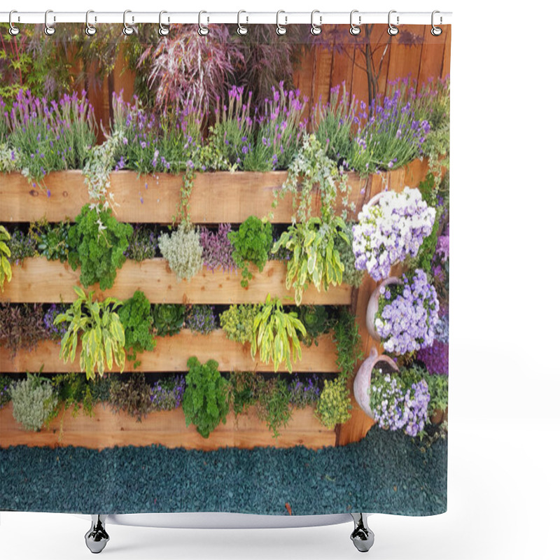 Personality  London, UK - MAY 26, 2018: Chelsea Flower Show - 2018. Vertical Gardening. Shower Curtains