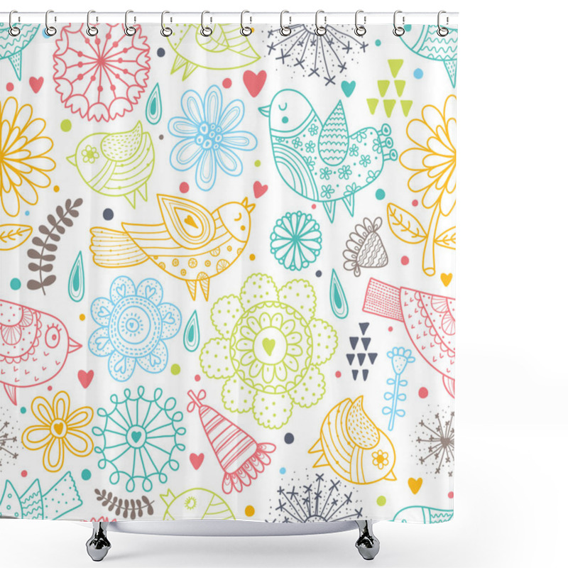 Personality  Seamless Pattern With Birds. Shower Curtains