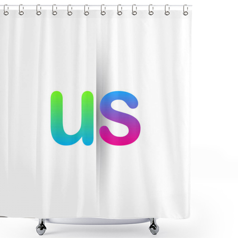 Personality  Initial Letter US Lowercase Logo Green, Pink And Blue, Modern And Simple Logo Design. Shower Curtains