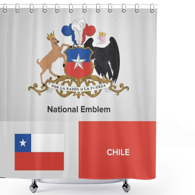 Personality  Chile National Emblem And Flag  Shower Curtains