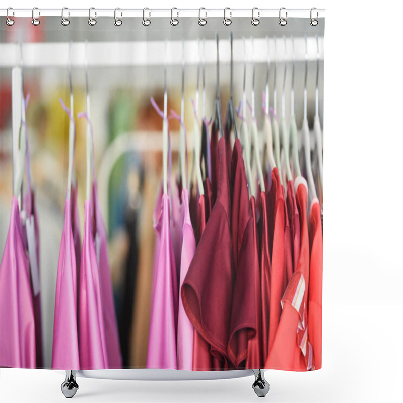 Personality  Women Clothing On Hangers In A Boutique Store Shower Curtains