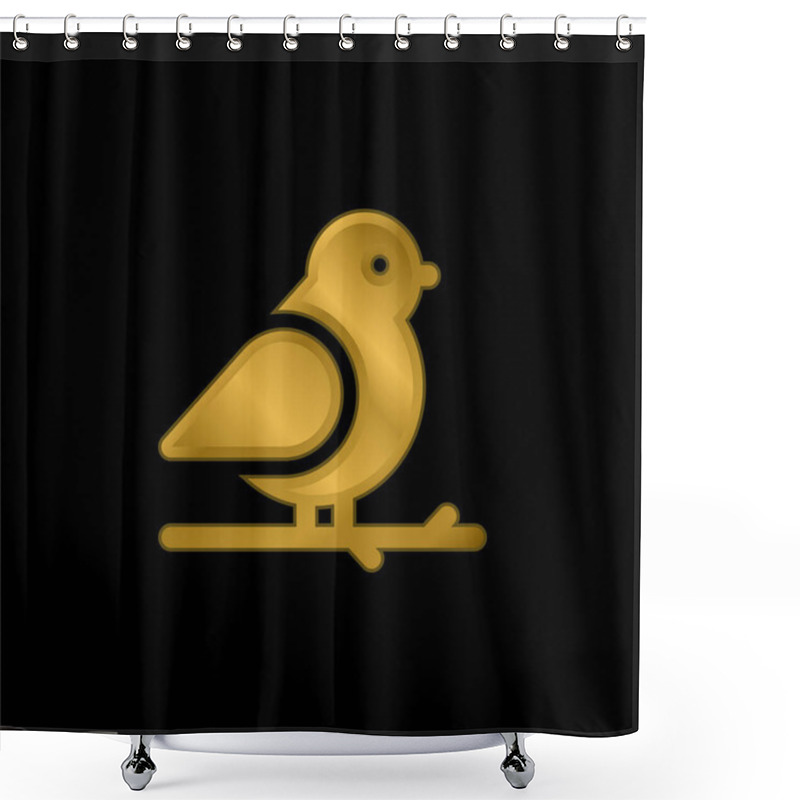 Personality  Bird Gold Plated Metalic Icon Or Logo Vector Shower Curtains