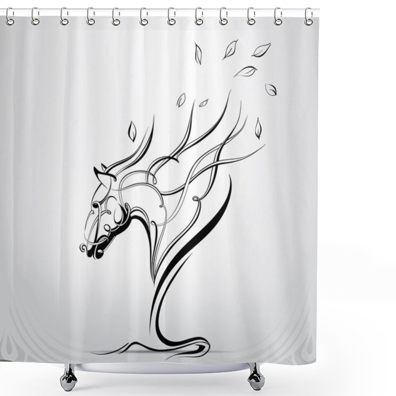 Personality  Graphic Silhouette Of  Horse Shower Curtains