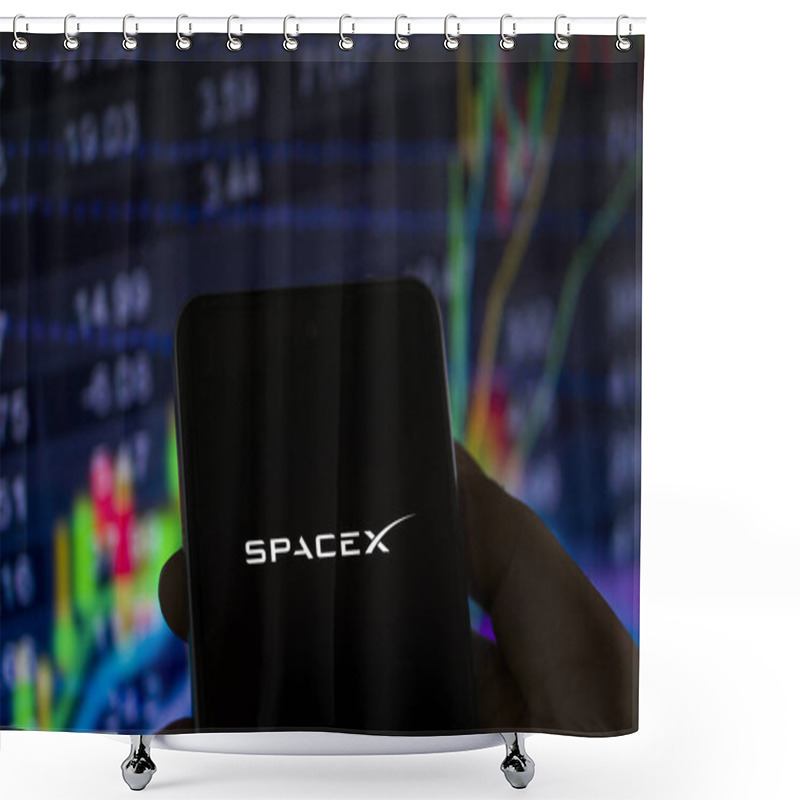 Personality  SpaceX Logo On Smartphone Screen. SpaceX Is An American Aerospace Manufacturer And Space Transportation Company. Space Exploration Technologies Corp-Dhaka,Bangladesh 11 Nov 2024. Shower Curtains