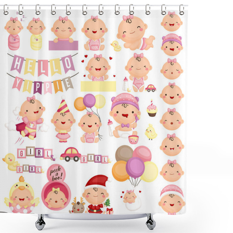 Personality  Baby Girl Milestone Vector Set Shower Curtains