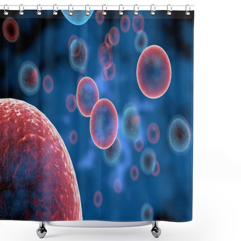 Personality  T Cells Attacking Cancer Cells 3D Illustration Shower Curtains