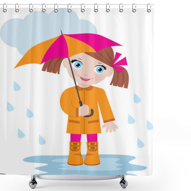 Personality  Little Girl Under An Umbrella Shower Curtains