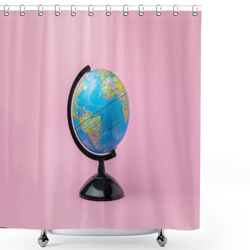 Personality  Isolated Globe Model On Plain Empty Background Shower Curtains