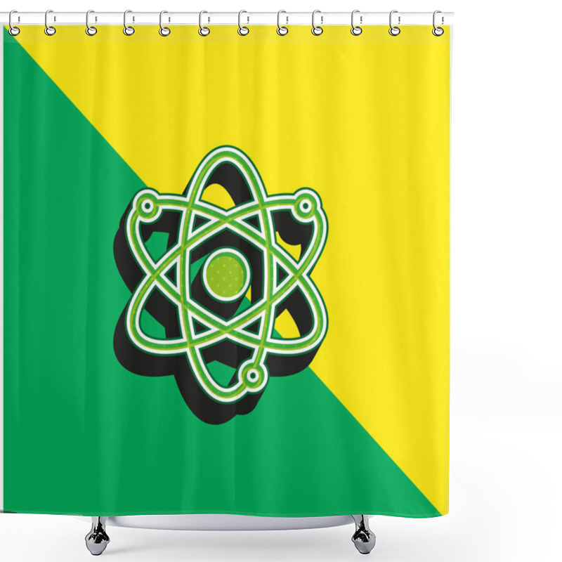 Personality  Atom Green And Yellow Modern 3d Vector Icon Logo Shower Curtains