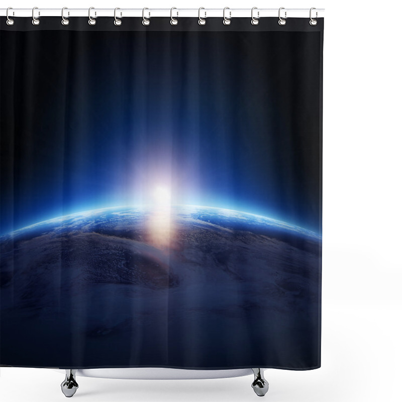 Personality  Earth Sunrise Over Cloudy Ocean With No Stars Shower Curtains