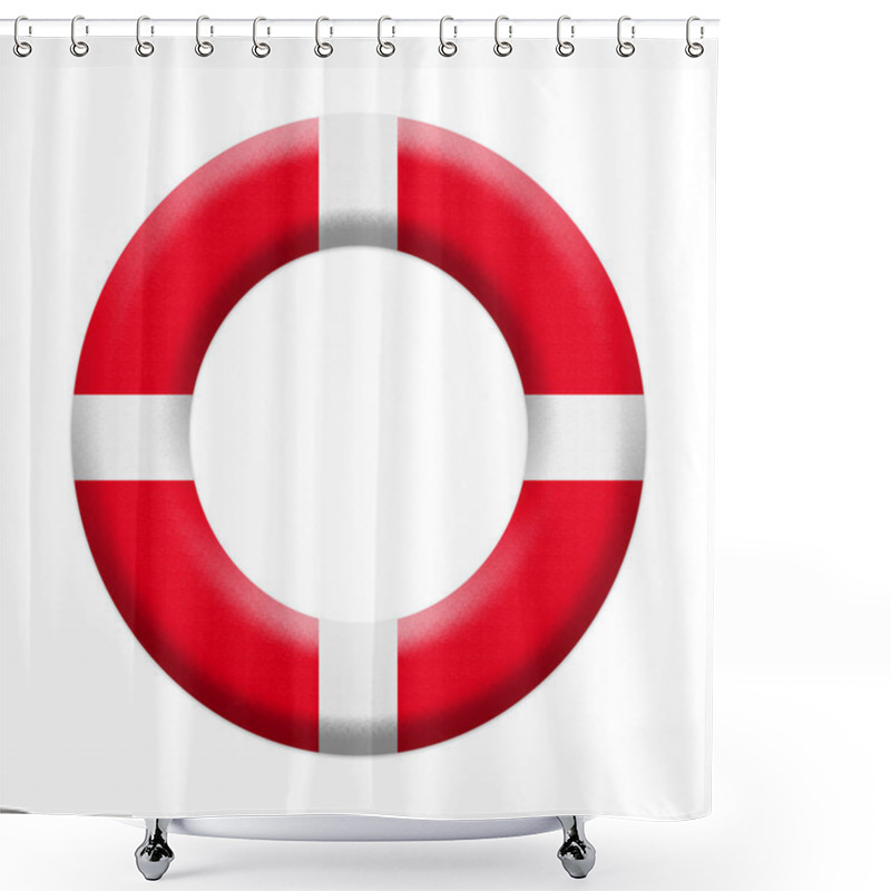 Personality  Llifebuoy, Safety Inflatable Ring.Nautical Life Rescue Equipment Isolated On White Background Illustration Shower Curtains