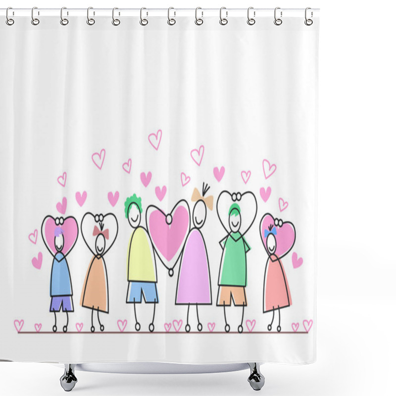 Personality  People Group Anf Hearts Shower Curtains