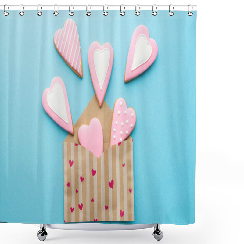 Personality  Open Envelope With Heart Shaped Cookies  Shower Curtains