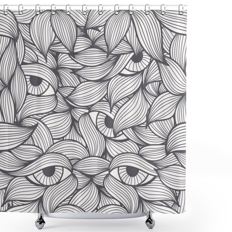 Personality  Abstract Seamless Patterns With Spirals, Leaves And Eyes Shower Curtains