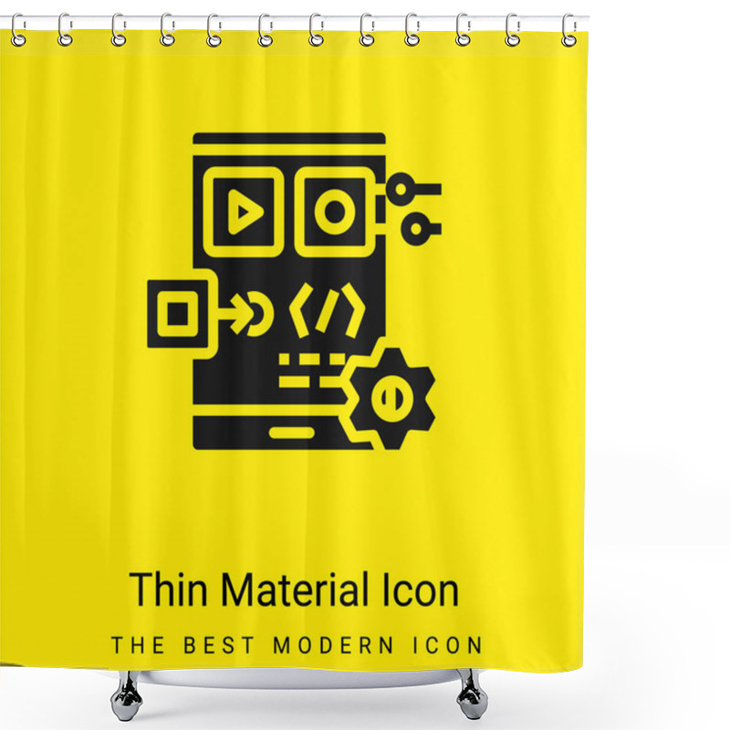 Personality  App Development Minimal Bright Yellow Material Icon Shower Curtains