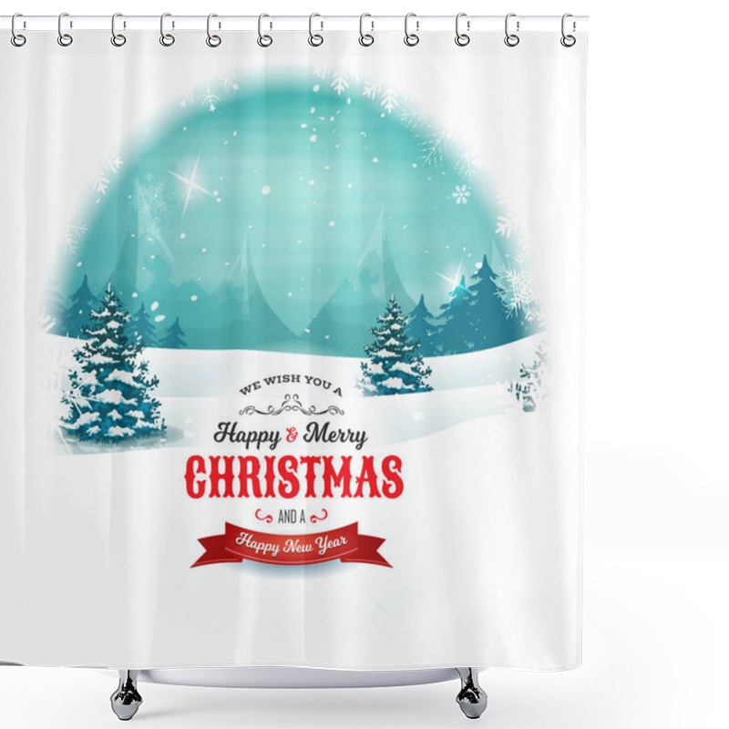 Personality  Christmas And New Year Landscape In Snowball Shower Curtains