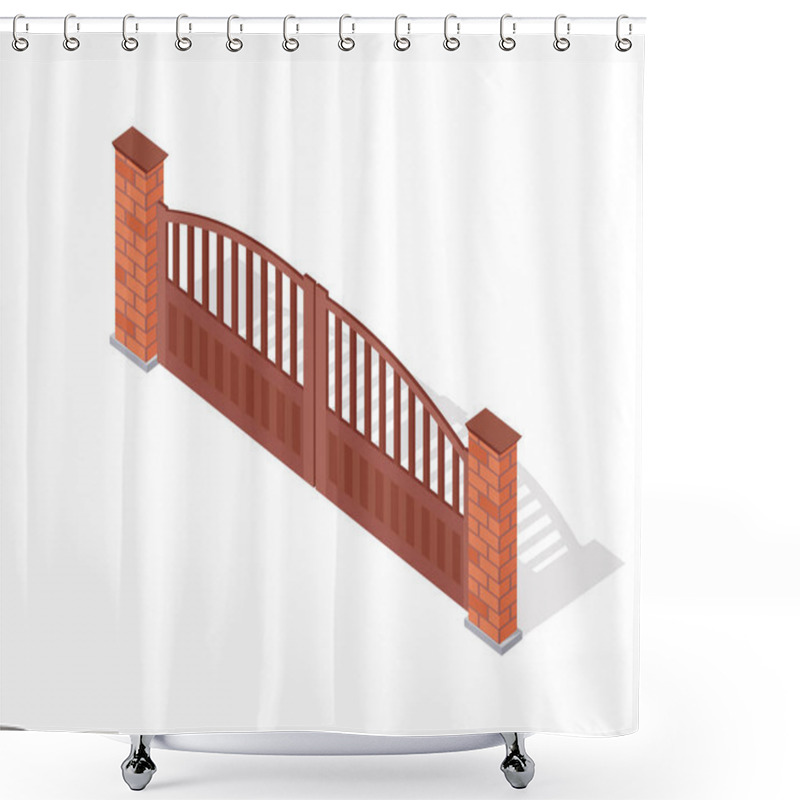 Personality  Metal Gate Vector Icon In Isometric Projection Shower Curtains