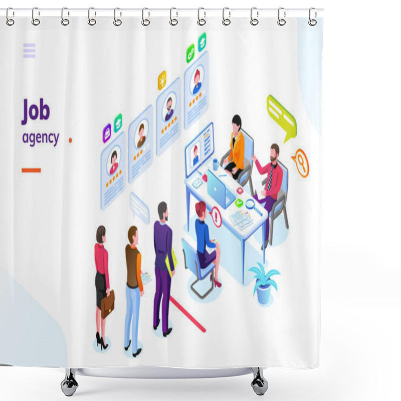 Personality  Job Or Hiring, Recruitment Agency Isometric View Shower Curtains