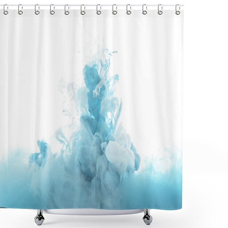 Personality  Mixing Of Blue Paint Splashes Isolated On White Shower Curtains