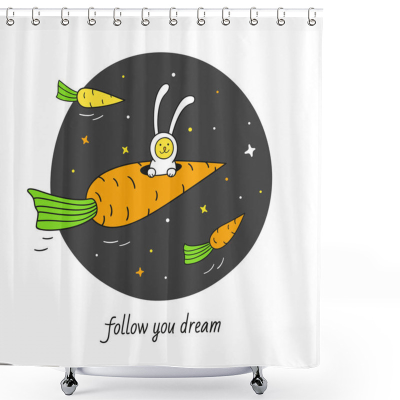 Personality   Bunny Rabbit Astronaut  Shower Curtains