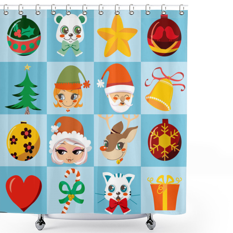 Personality  Christmas Icons Shower Curtains