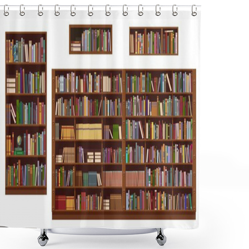 Personality  Book Shelves And Bookcase Of Library, Bookstore Shower Curtains