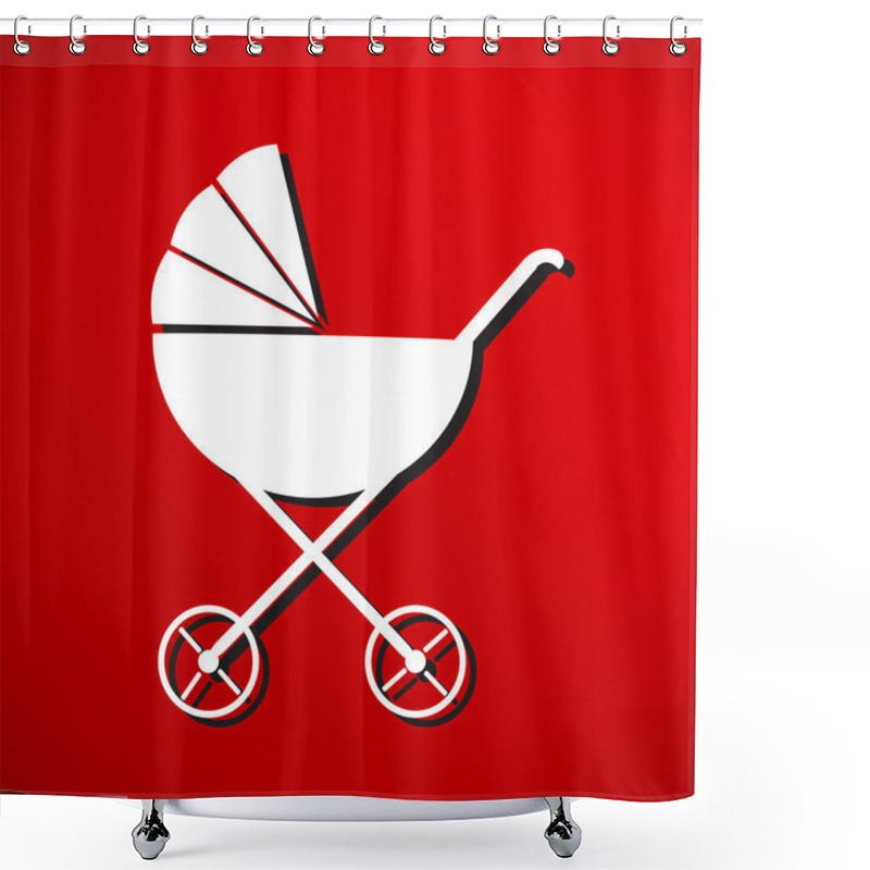 Personality  Baby Carriage, Pram Icon Shower Curtains