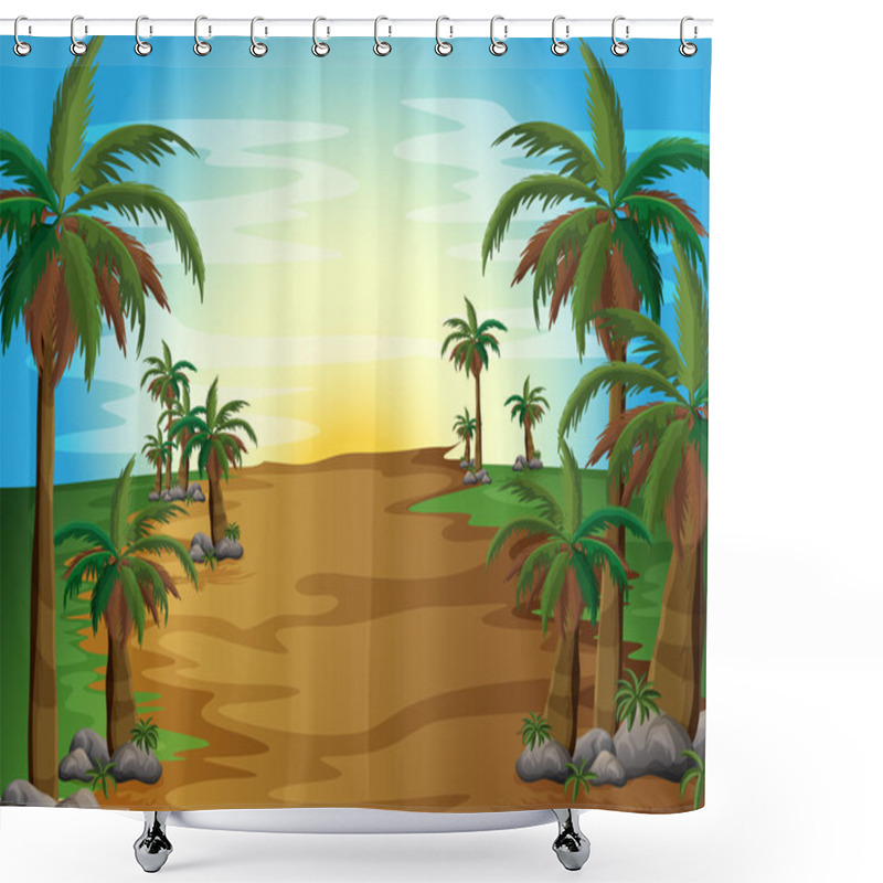 Personality  A Forest With Many Palm Trees Shower Curtains