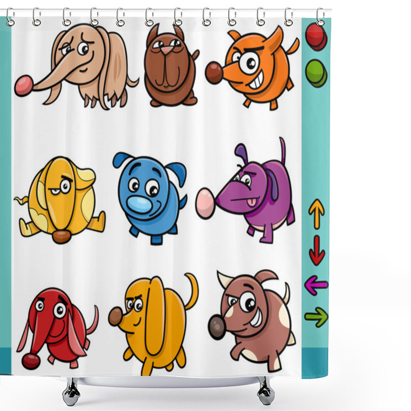 Personality  Dogs Game Characters Cartoon Illustration Shower Curtains