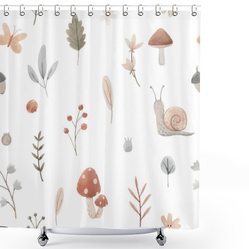 Personality  Beautiful Vector Seamless Pattern With Cute Hand Drawn Forest Paintings. Stock Baby Illustration. Shower Curtains