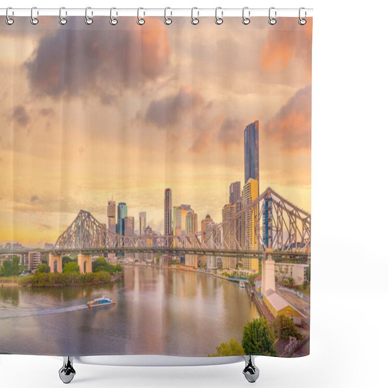 Personality  Brisbane City Skyline And Brisbane River At Twilight In Australia Shower Curtains