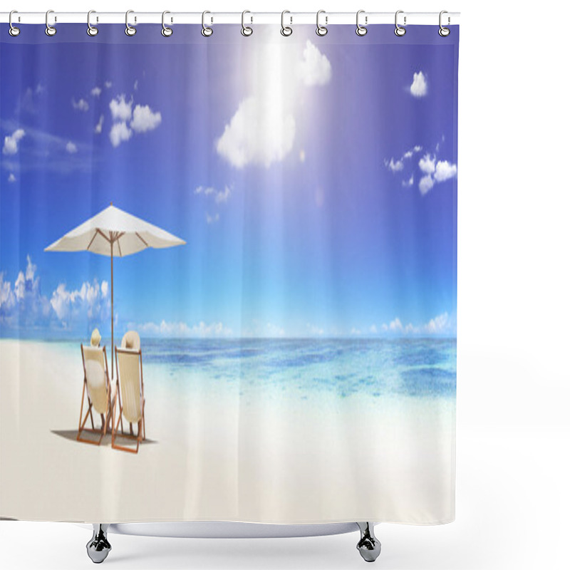 Personality  Beautiful View Of Ocean And Beach Shower Curtains