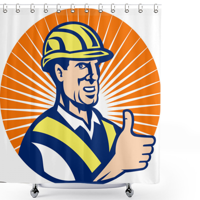 Personality  Construction Worker Thumbs Up Shower Curtains