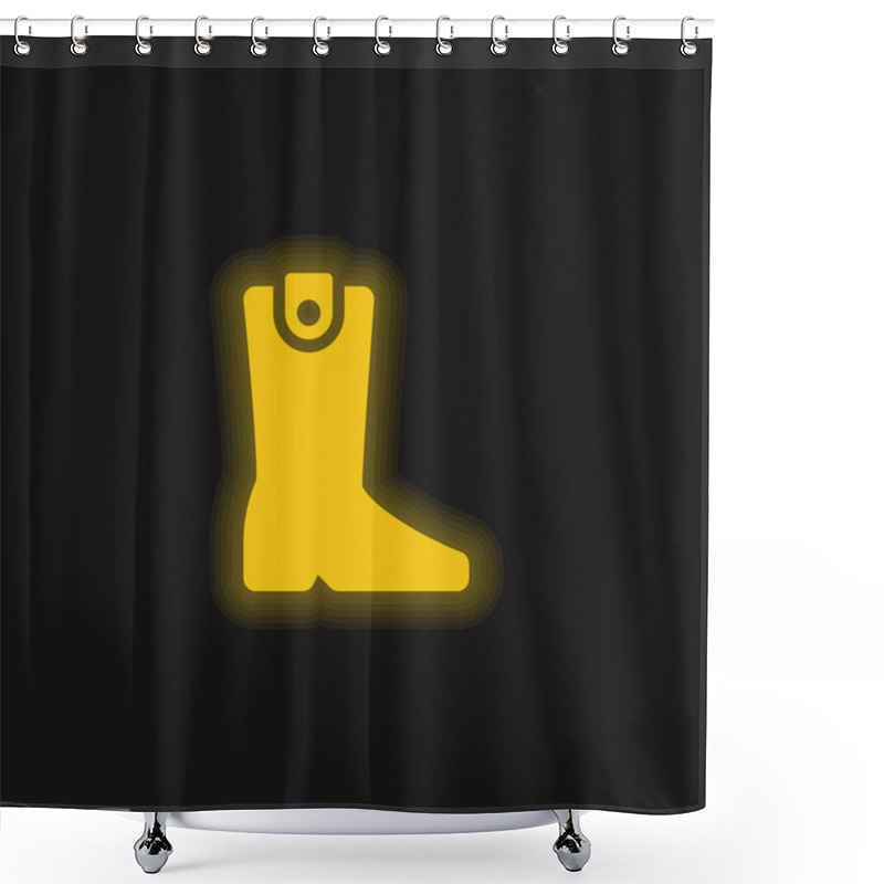 Personality  Boot Yellow Glowing Neon Icon Shower Curtains