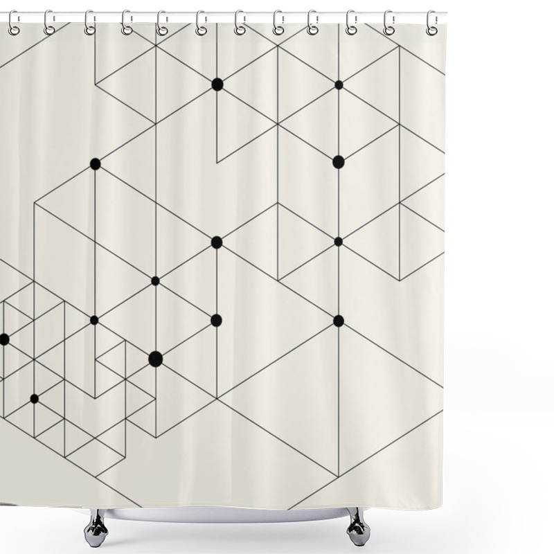 Personality  Modern Black Techno Geometric Pattern Shower Curtains