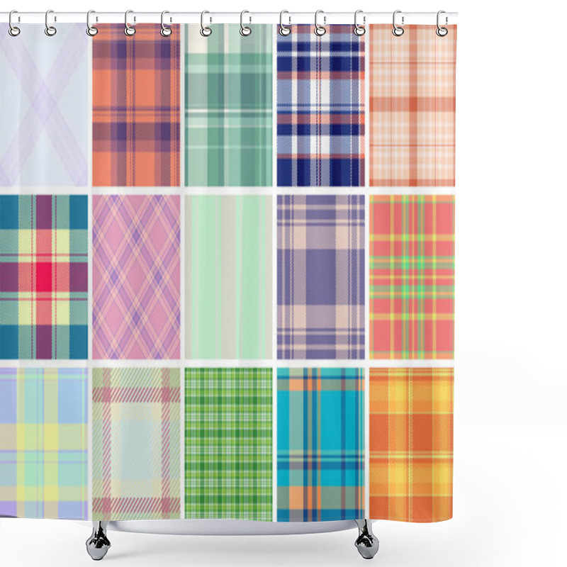 Personality  Collection Of 16 Vibrant Plaid Patterns. Perfect For Textile Design, Fashion, Websites, Or Any Project Needing A Textured, Stylish Background. Shower Curtains