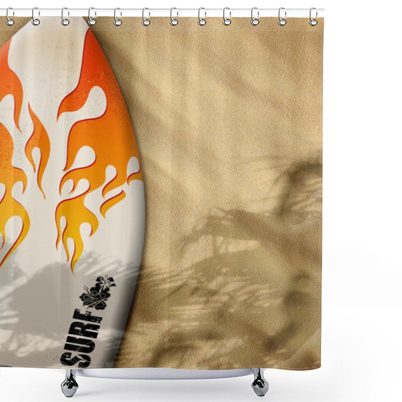 Personality  Surfboards On Sand Shower Curtains