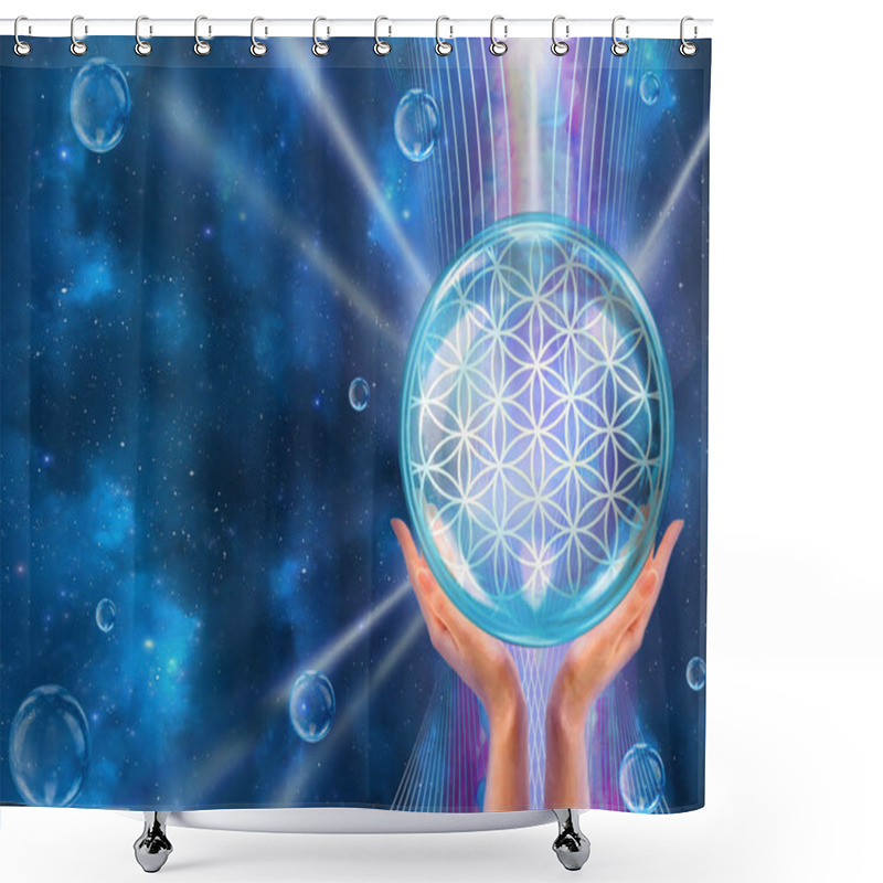 Personality  Flower Of Life. Sacred Geometry. Lotus Flower. Pattern Of Creation, Represents The Concentration Of Energy Potential. Shower Curtains