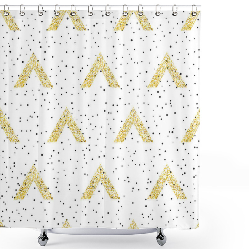 Personality  Gold Geometric Triangles With Dots   Shower Curtains