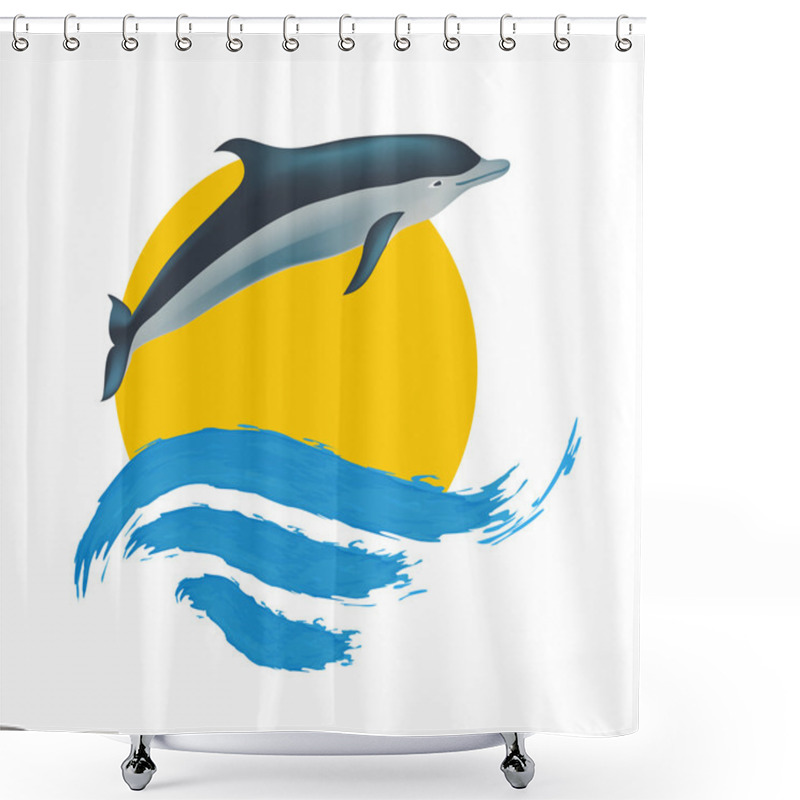 Personality  Dolphin Vector Illustration, Shower Curtains