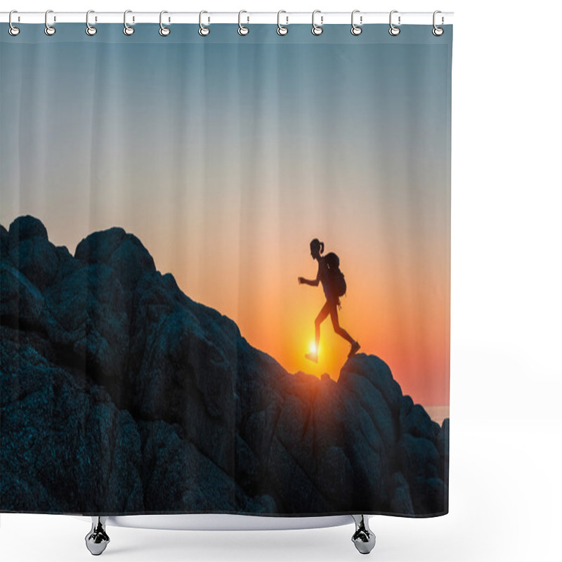 Personality  Hiker With Backpack Shower Curtains