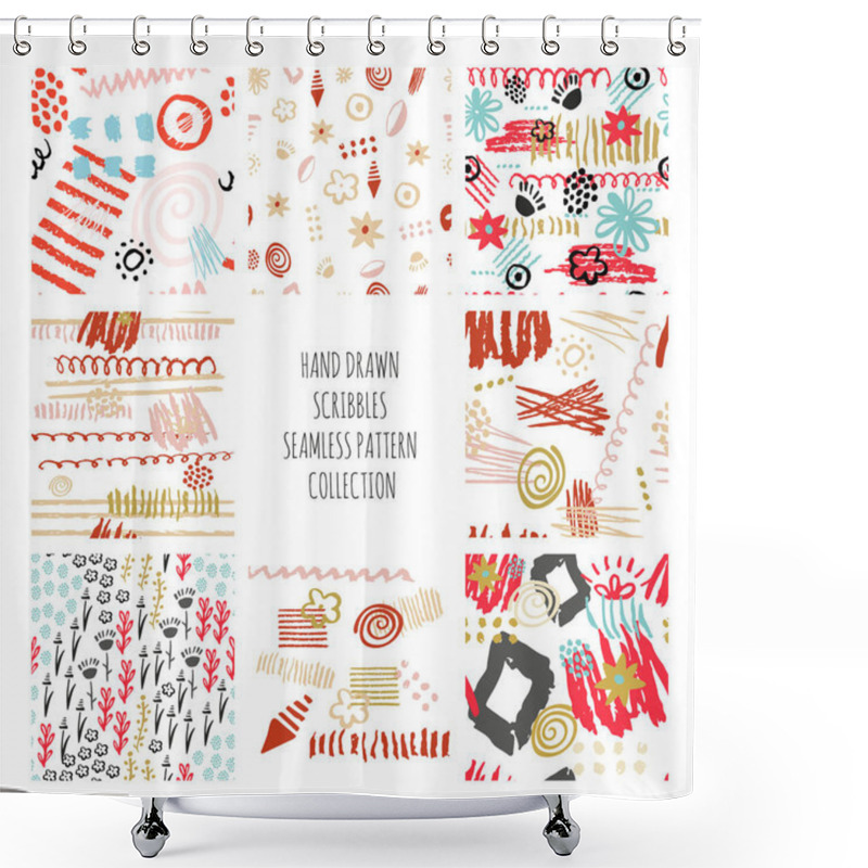 Personality  Hand Drawn Scribbles Shower Curtains